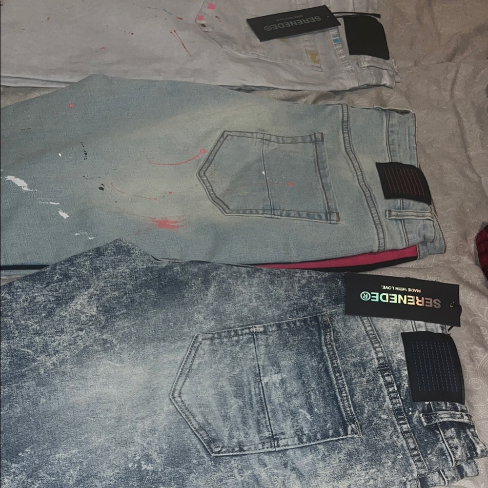 Men's Blue and Gray Jeans. Serenede Jeans. Sz 38/32